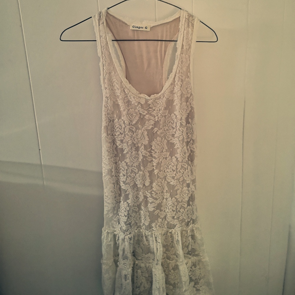 Ginger G Floral Lace Racerback Mini Dress